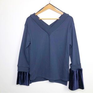 J.O.A Los Angeles navy blue, V-neck, back & front sweatshirt